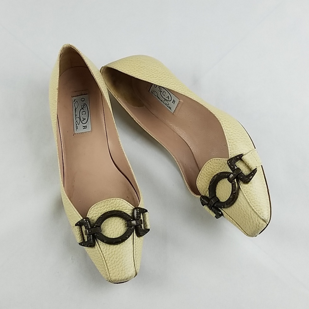 Oscar De La Renta‎ women 7 leather kitten heels sample shoe old money preepy